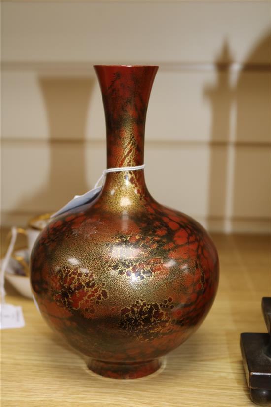 A Japanese patinated bronze bottle vase height 21cm